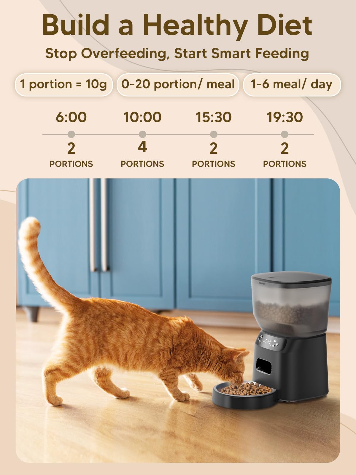 Automatic Cat Feeder with Water Fountain 4L Food Dispenser 2L Water Fountain Timer