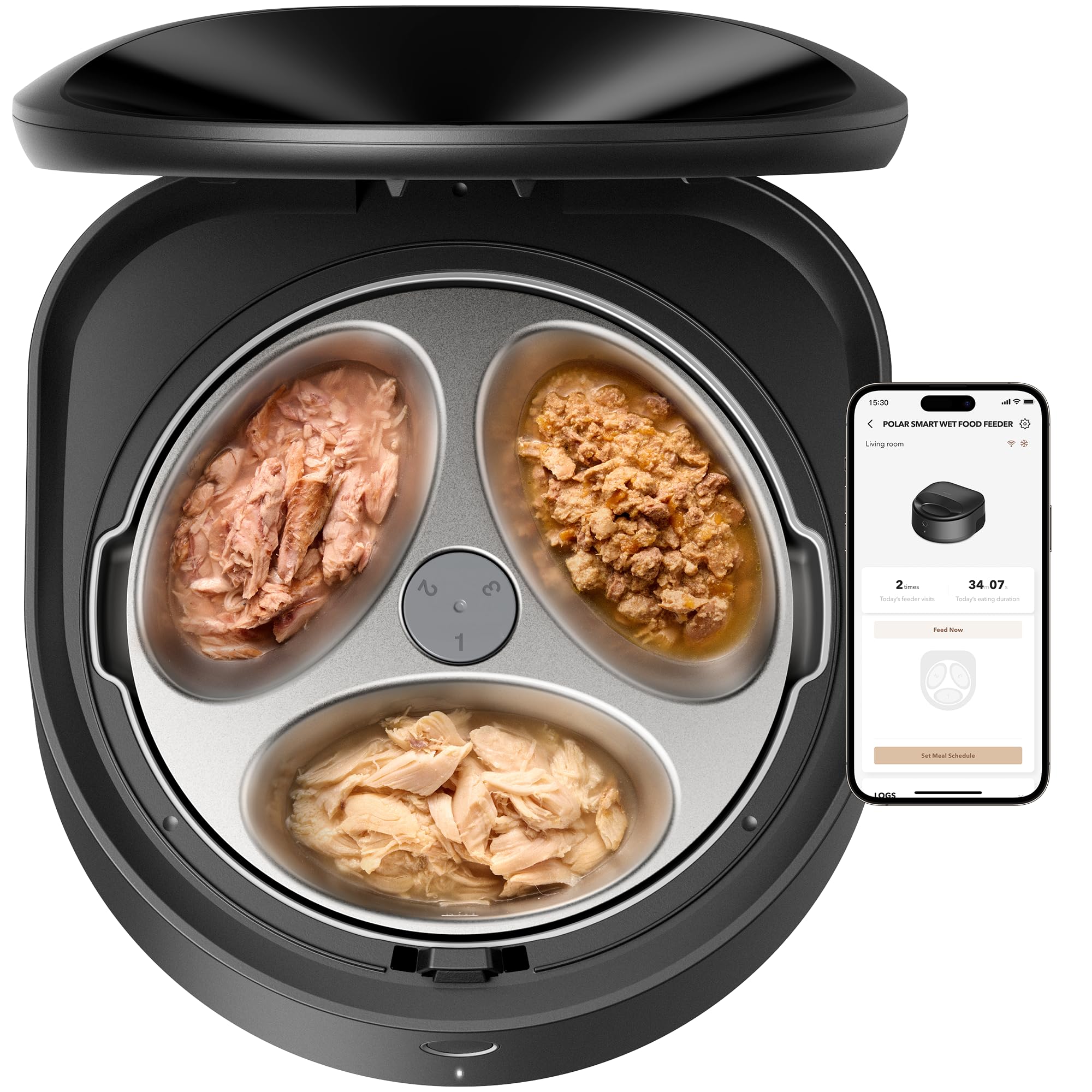 Automatic Wet Food Cat Feeder with Cooling System App Control Stainless Steel Bowl