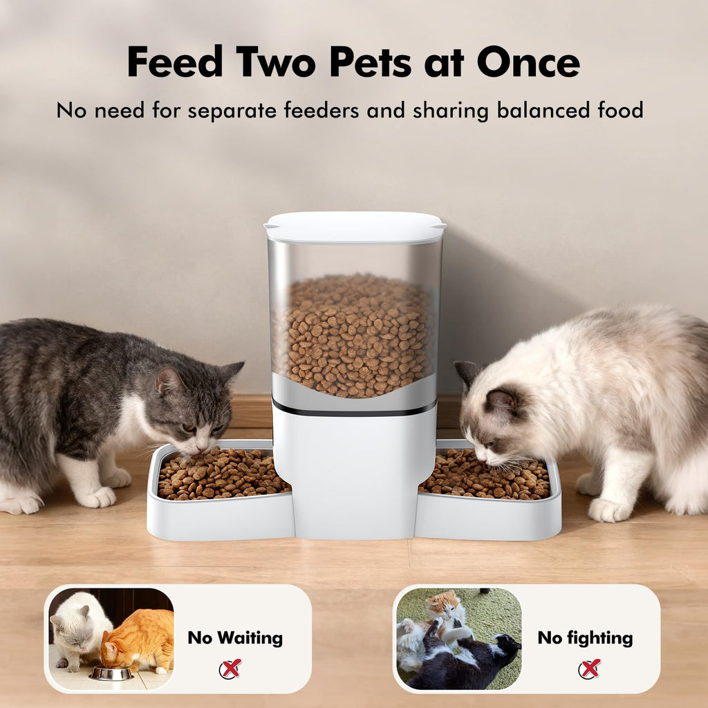 Automatic Cat Feeder for Two Cats 6L WiFi Pet Feeder with Dual Bowls App Control Voice Recorder