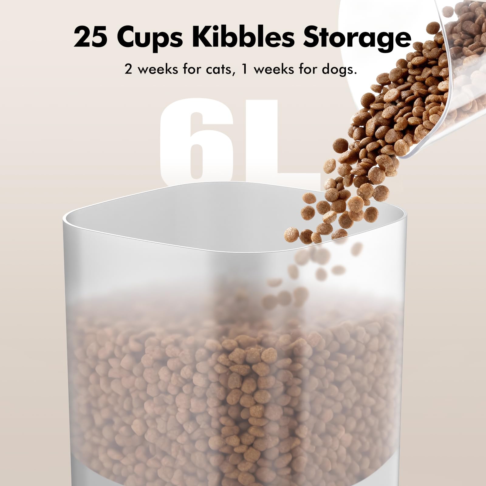 Automatic Cat Feeder for Two Cats 6L WiFi Pet Feeder with Dual Bowls App Control Voice Recorder