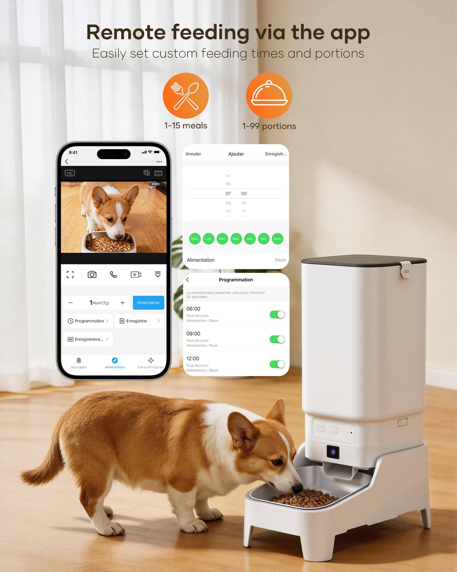 Automatic Cat Feeder with Camera 7L Smart Pet Feeder 1080P Video WiFi App Control